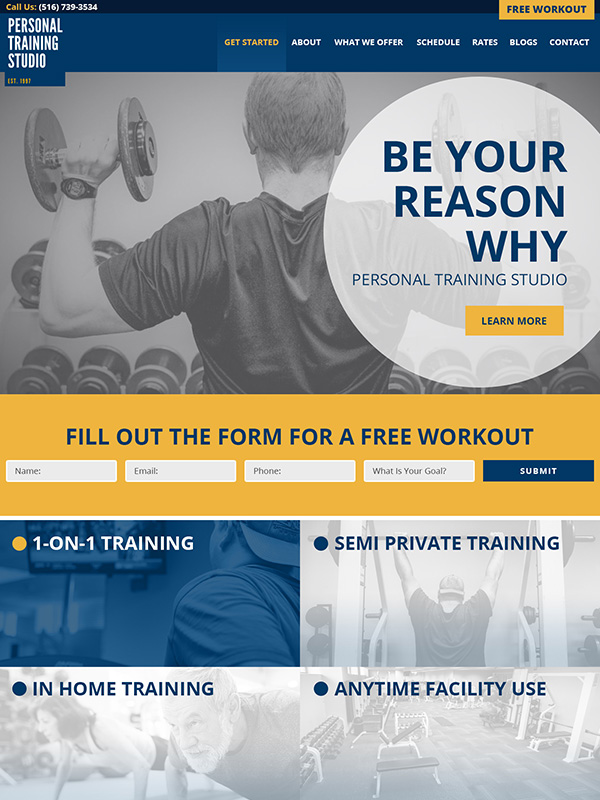 Personal Training Fitness Studio Website Design And Google Search Engine Optimization
