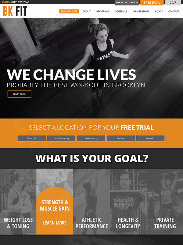 BK Fitness Training Studios Website Design and Facebook Marketing