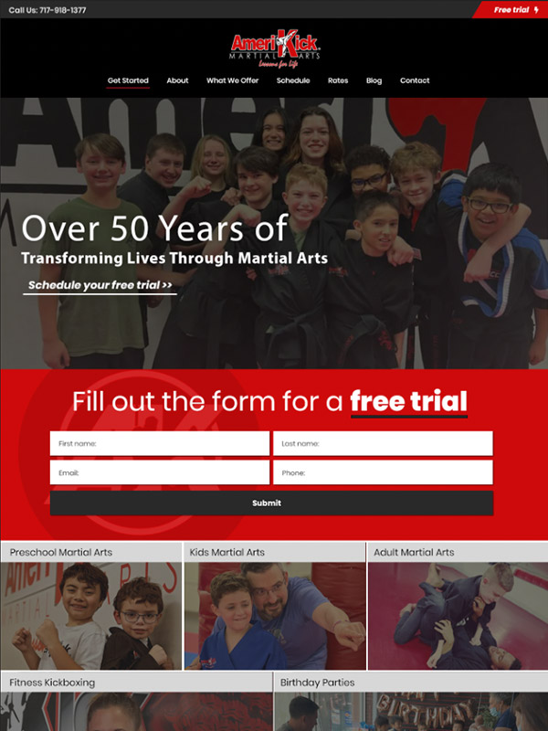 AmeriKick Martial Arts Website Design And Karate Studio Website Design