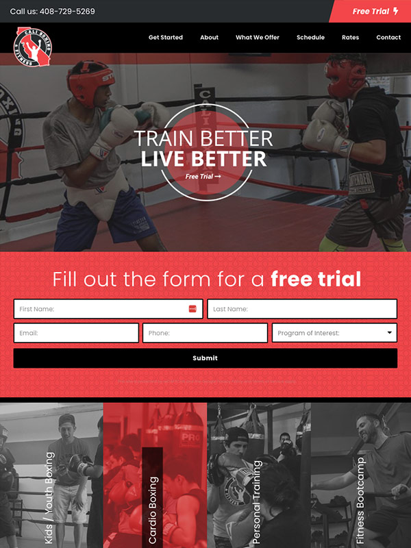 Cali Boxing, Kickboxing And Website Design And Martial Arts Social Media Advertising Lead Generation