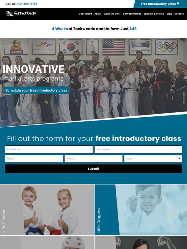 Chung's Martial Arts Website Design And Martial Arts Academy Marketing Growth Strateg