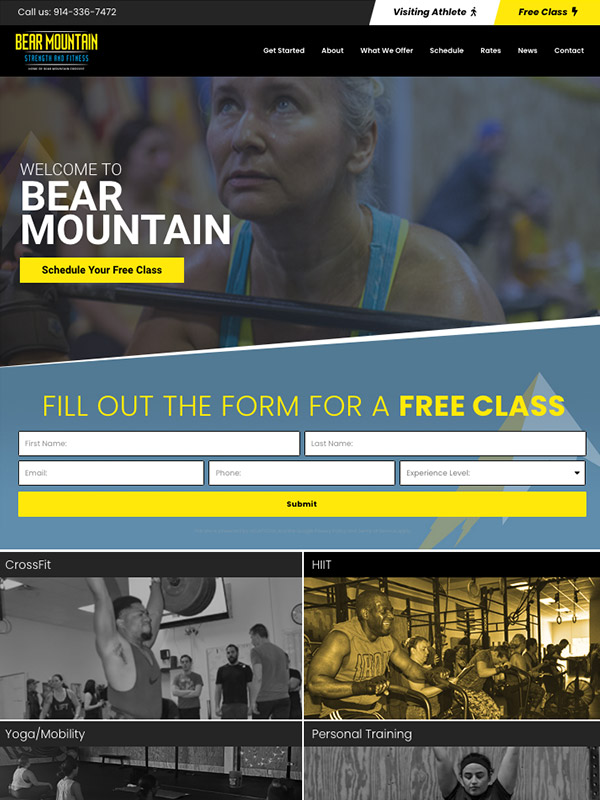 Bear Mountain Strength Gym Website Design, Google Search Optimization And Text Messaging Lead Automation