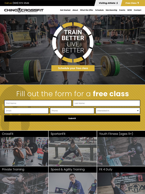 Chino CrossFit Gym Website Lead Generation And Automated Lead Text Messaging