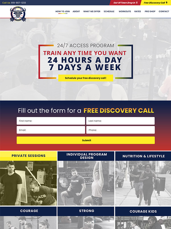 Courage Durham Fitness Gym Website Design And Gym Lead Facebook Ads