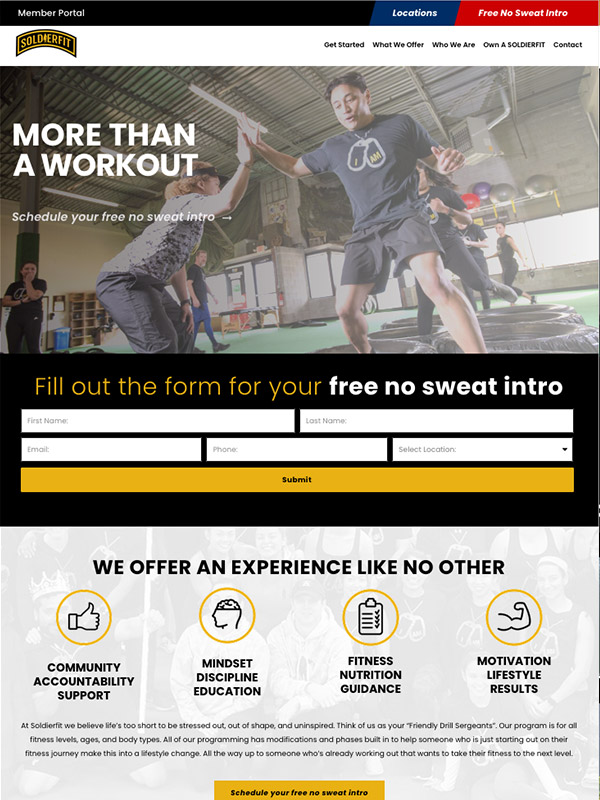 Fitness Bootcamp Website Design And Gym Lead Funnel Automation