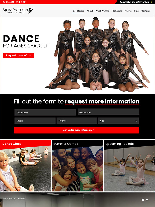 Arts In Motion Dance Studio Website Design And Top 5 Best Dance Studio Website Best Practice Tips